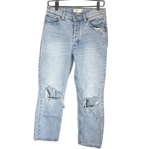 Abercrombie & Fitch Women’s Sz 27 / 4 Jeans The Dad High Rise Distressed - Picture 1 of 6